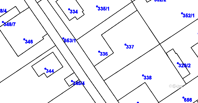 Parcela st. 336 v KÚ Třebestovice, Katastrální mapa