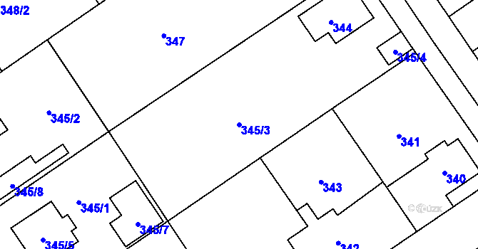 Parcela st. 345/3 v KÚ Třebestovice, Katastrální mapa