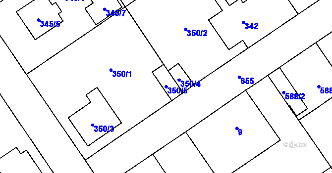 Parcela st. 350/5 v KÚ Třebestovice, Katastrální mapa