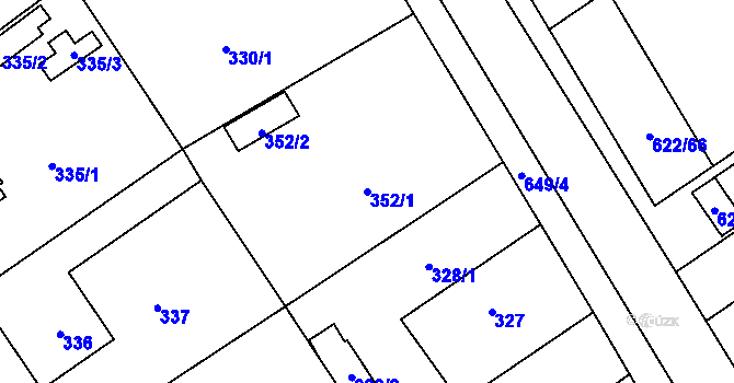 Parcela st. 352/1 v KÚ Třebestovice, Katastrální mapa