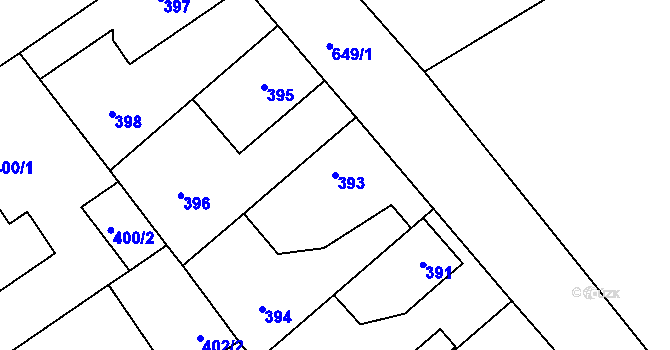 Parcela st. 393 v KÚ Třebestovice, Katastrální mapa