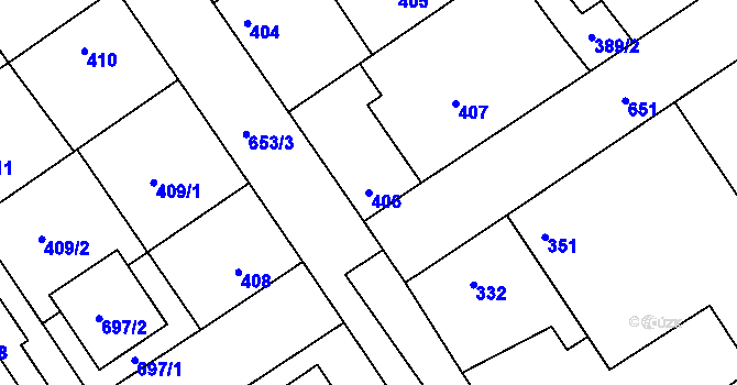 Parcela st. 406 v KÚ Třebestovice, Katastrální mapa