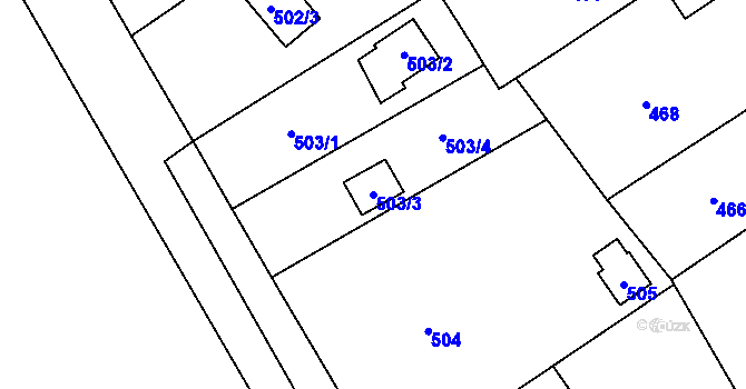 Parcela st. 503/3 v KÚ Třebestovice, Katastrální mapa