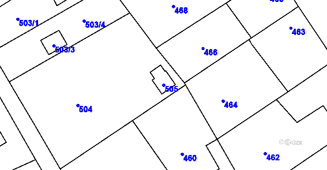 Parcela st. 505 v KÚ Třebestovice, Katastrální mapa