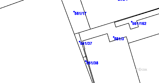 Parcela st. 561/37 v KÚ Třebestovice, Katastrální mapa