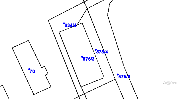 Parcela st. 575/4 v KÚ Třebestovice, Katastrální mapa