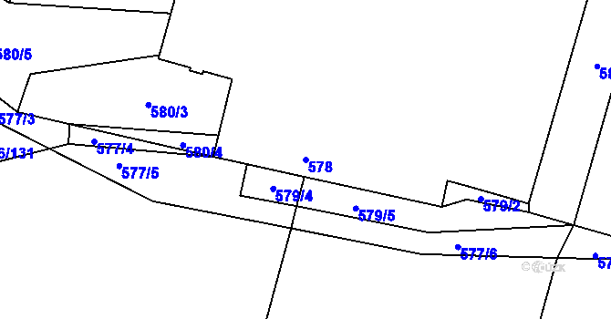 Parcela st. 578 v KÚ Třebestovice, Katastrální mapa