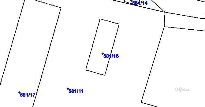 Parcela st. 581/16 v KÚ Třebestovice, Katastrální mapa