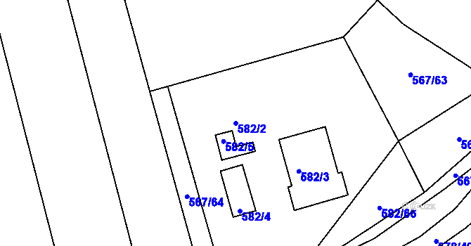 Parcela st. 582/2 v KÚ Třebestovice, Katastrální mapa