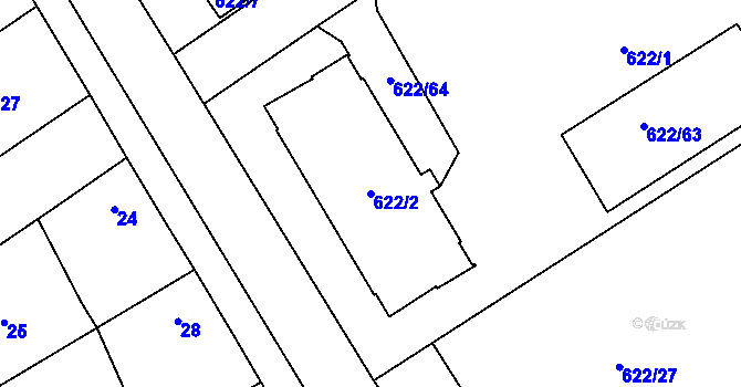 Parcela st. 622/2 v KÚ Třebestovice, Katastrální mapa