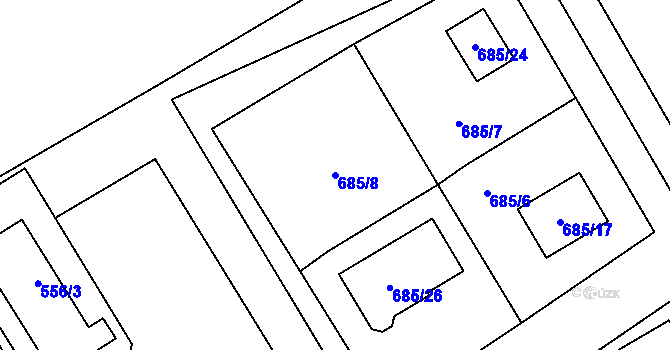 Parcela st. 685/8 v KÚ Třebestovice, Katastrální mapa