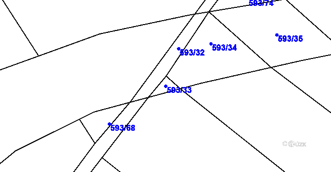 Parcela st. 593/33 v KÚ Třebestovice, Katastrální mapa