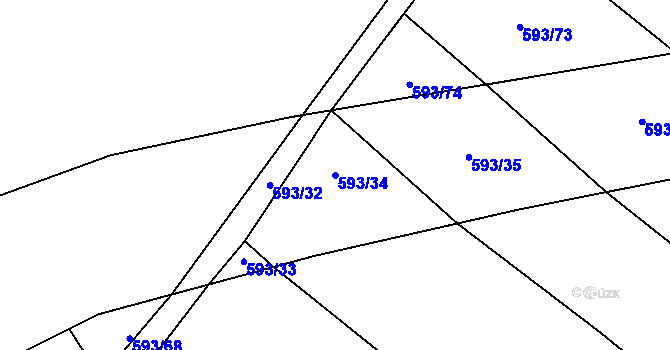 Parcela st. 593/34 v KÚ Třebestovice, Katastrální mapa