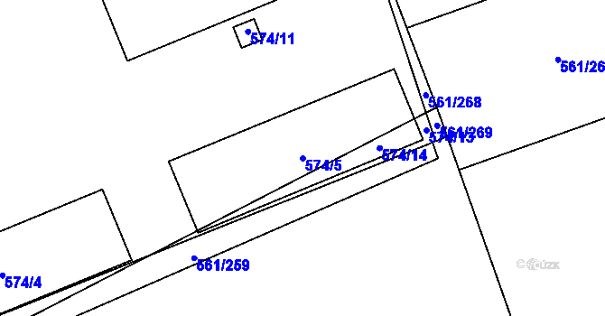 Parcela st. 574/5 v KÚ Třebestovice, Katastrální mapa