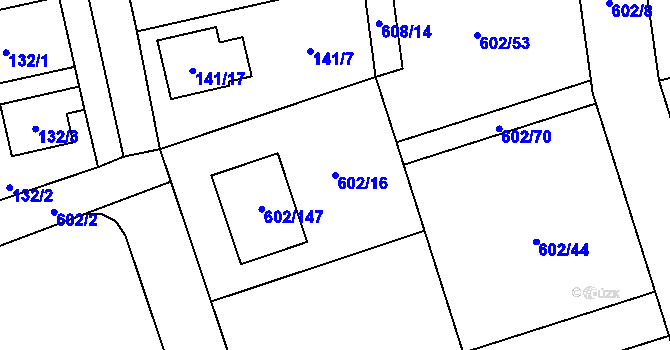 Parcela st. 602/16 v KÚ Třebestovice, Katastrální mapa