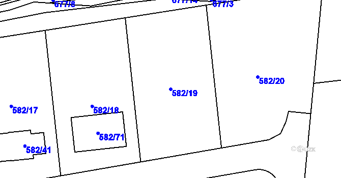 Parcela st. 582/19 v KÚ Třebestovice, Katastrální mapa