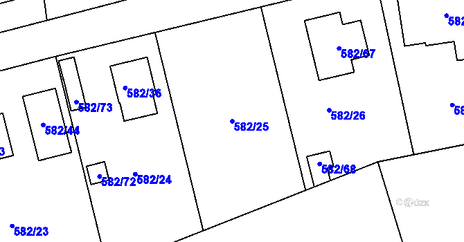 Parcela st. 582/25 v KÚ Třebestovice, Katastrální mapa