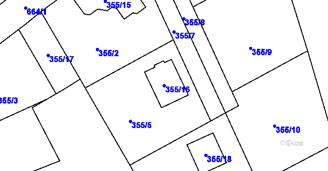 Parcela st. 355/16 v KÚ Třebestovice, Katastrální mapa