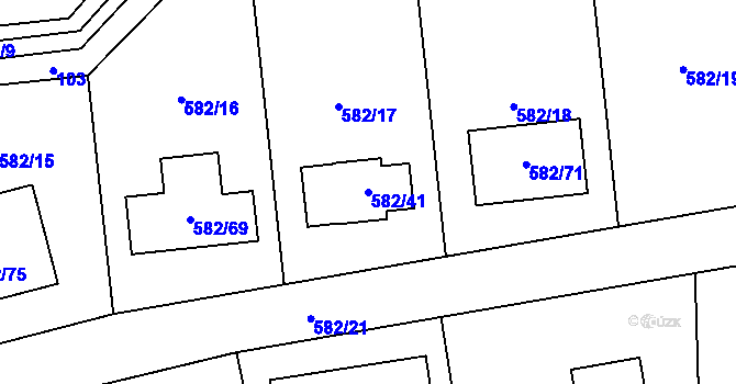 Parcela st. 582/41 v KÚ Třebestovice, Katastrální mapa