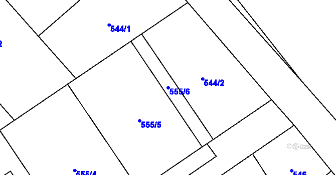 Parcela st. 555/6 v KÚ Třebestovice, Katastrální mapa