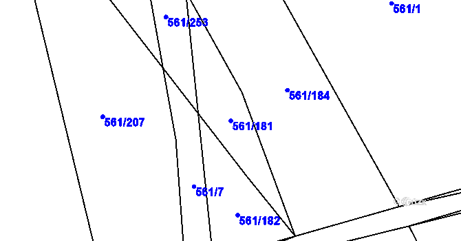 Parcela st. 561/181 v KÚ Třebestovice, Katastrální mapa