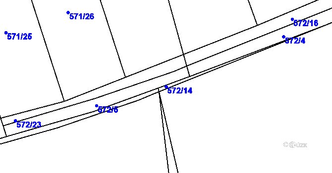 Parcela st. 572/14 v KÚ Třebestovice, Katastrální mapa