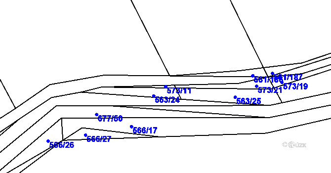 Parcela st. 573/11 v KÚ Třebestovice, Katastrální mapa