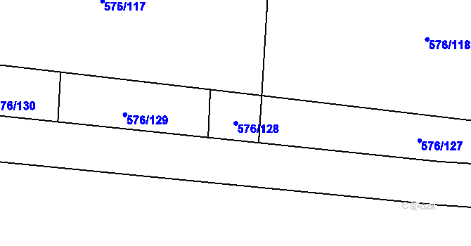 Parcela st. 576/128 v KÚ Třebestovice, Katastrální mapa