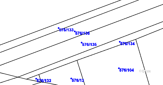 Parcela st. 576/135 v KÚ Třebestovice, Katastrální mapa