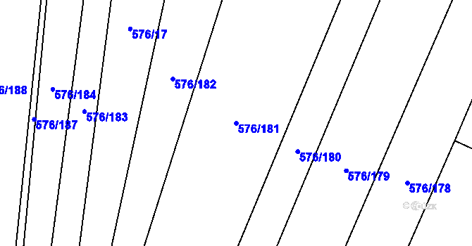 Parcela st. 576/181 v KÚ Třebestovice, Katastrální mapa