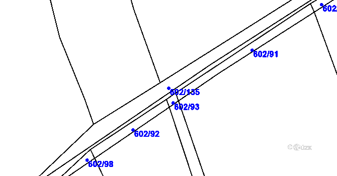 Parcela st. 602/135 v KÚ Třebestovice, Katastrální mapa
