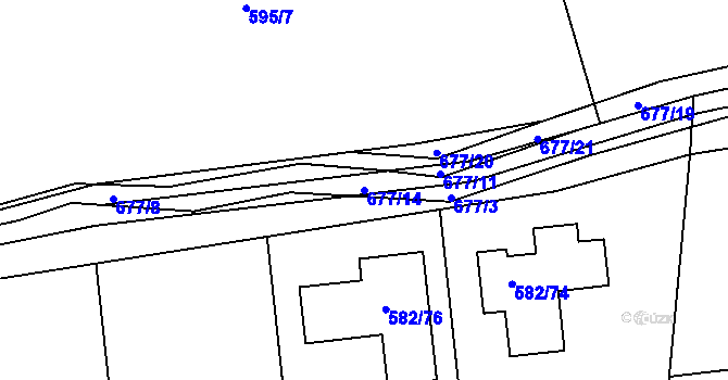 Parcela st. 677/14 v KÚ Třebestovice, Katastrální mapa
