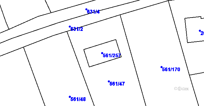 Parcela st. 561/257 v KÚ Třebestovice, Katastrální mapa