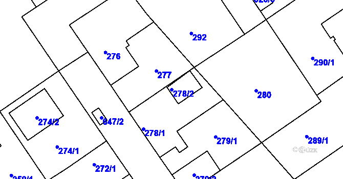 Parcela st. 278/2 v KÚ Třebestovice, Katastrální mapa