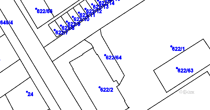 Parcela st. 622/64 v KÚ Třebestovice, Katastrální mapa