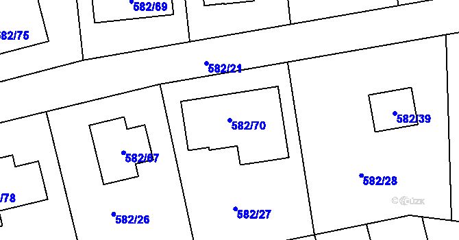 Parcela st. 582/70 v KÚ Třebestovice, Katastrální mapa