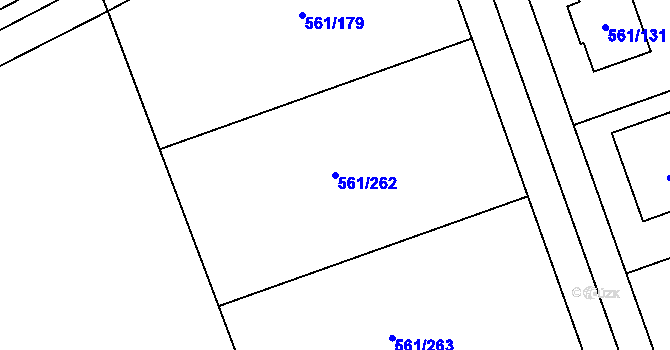Parcela st. 561/262 v KÚ Třebestovice, Katastrální mapa