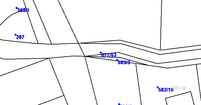 Parcela st. 677/53 v KÚ Třebestovice, Katastrální mapa