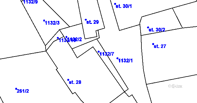 Parcela st. 1132/7 v KÚ Třebešice u Divišova, Katastrální mapa