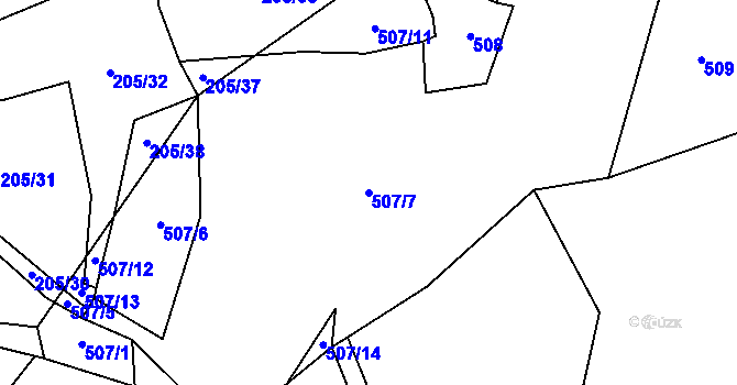 Parcela st. 507/7 v KÚ Třebešice u Divišova, Katastrální mapa