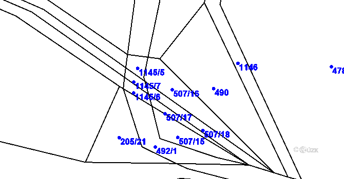 Parcela st. 507/16 v KÚ Třebešice u Divišova, Katastrální mapa