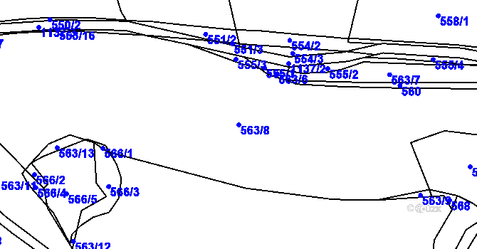 Parcela st. 563/8 v KÚ Třebešice u Divišova, Katastrální mapa