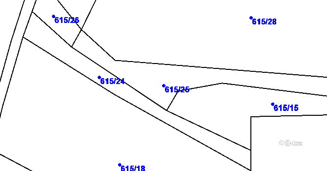 Parcela st. 615/25 v KÚ Třebešice u Divišova, Katastrální mapa
