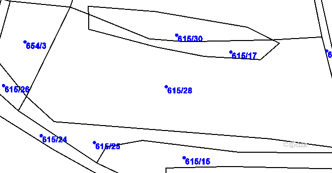 Parcela st. 615/28 v KÚ Třebešice u Divišova, Katastrální mapa