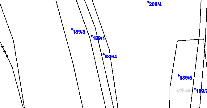 Parcela st. 189/4 v KÚ Třebešice u Divišova, Katastrální mapa