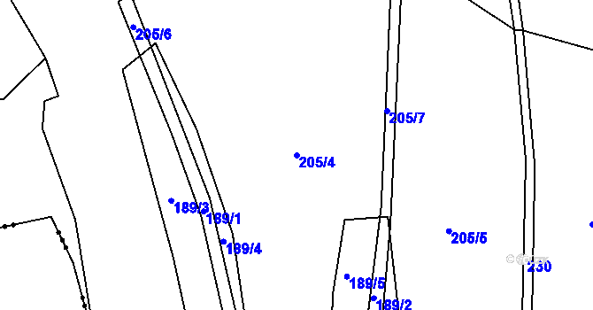 Parcela st. 205/4 v KÚ Třebešice u Divišova, Katastrální mapa
