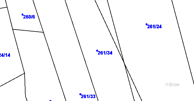 Parcela st. 261/34 v KÚ Třebešice u Divišova, Katastrální mapa