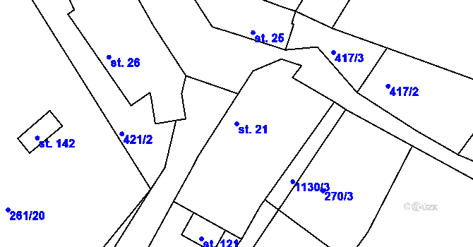 Parcela st. 21 v KÚ Třebešice u Divišova, Katastrální mapa