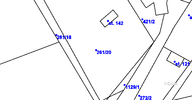 Parcela st. 261/20 v KÚ Třebešice u Divišova, Katastrální mapa