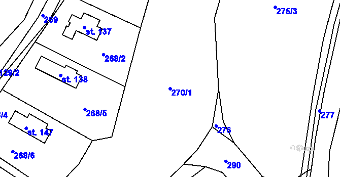 Parcela st. 270/1 v KÚ Třebešice u Divišova, Katastrální mapa